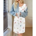 thumbnail image 4 of Avidlove Bamboo Viscose Nightgowns for Women Ruffled Short Sleeve Sleepshirts Daisy Print Pajamas Dress with Chest Pocekts S-3XL, 4 of 6