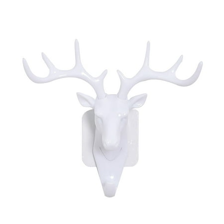 

jiaroswwei Fashion Deer Head Antlers Self Adhesive Keys Hat Holder Wall Door Hook Hanger