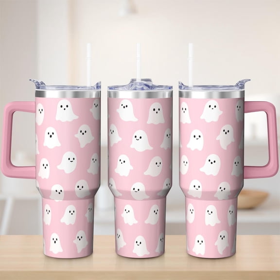 Cute Halloween tumbler 40 oz tumbler with handle and straw 304 stainless steel travel cup coffee mug water bottle suitable as a gifts for women Halloween gift men gift