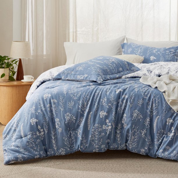 Juego de edredón Bedsure King Infinity Blue con 3 piezas