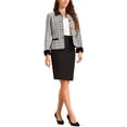 thumbnail image 2 of BLAZER DE TWEED A CUADROS DE VELVET CON COLLAR ELEGANTE PARA MUJERES CHIC S GRIS, 2 of 6
