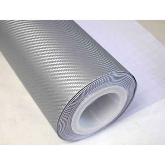 3D Carbon Fiber Vinyl Film Wrap for Car Vehicle Laptop 30x127cm Silver 20*50in