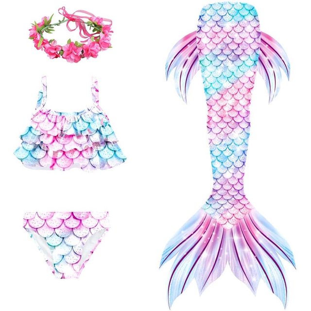 Cola de sirena para nadar para niñas y niños, hermoso disfraz de sirena, traje de baño, traje de baño Cosplay