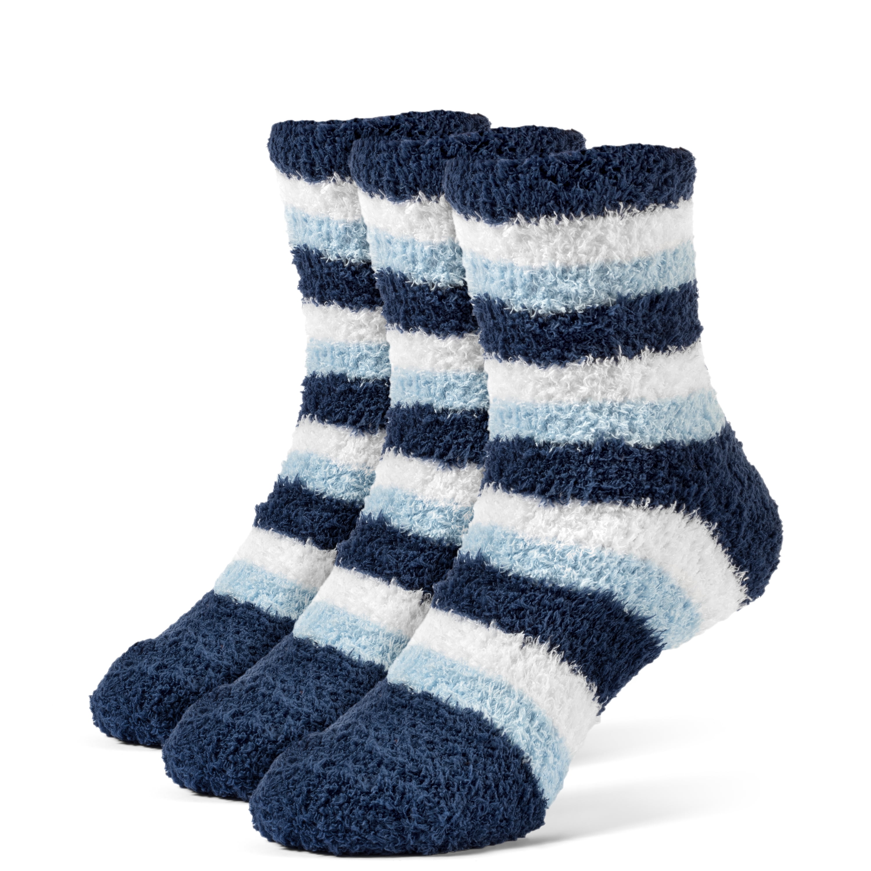 Galiva Girls' Striped Fuzzy Quarter Cozy Socks - 3 Pairs - Walmart.com