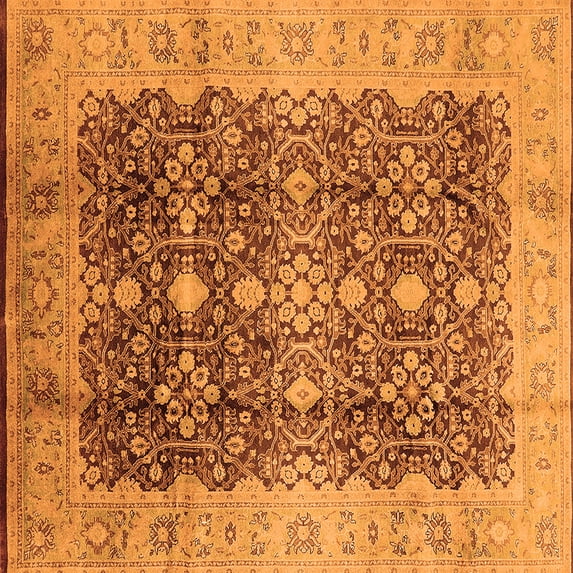 Ahgly Company Indoor Square Oriental Orange Traditional Area Rugs, 5' Square