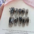 thumbnail image 1 of Uñas postizas de bailarina francesa para manualidades, uñas de Stiletto de cubierta completa, dibujos animados, lindo lazo de boda rosa, Diamante largo, ataúd, 1 of 4