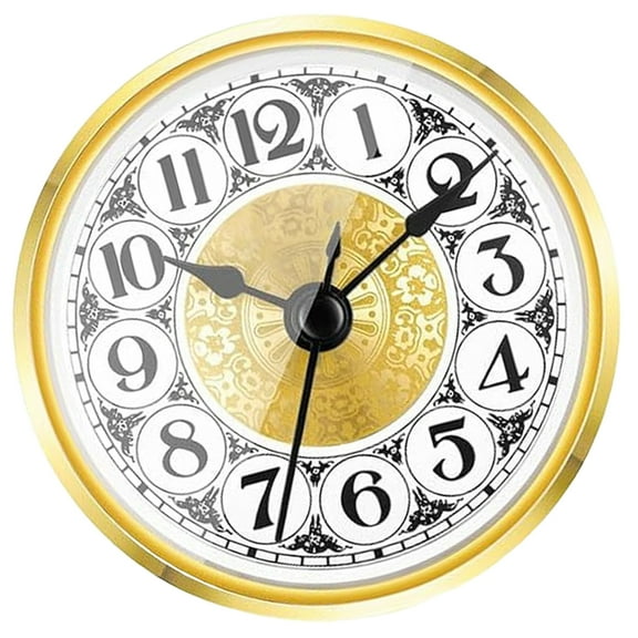 Necvior Round Clock Small Clock Insert Roman/Arabic Numerals Gold/Silver Trim For Craft And Replacement Clocks 70mm 80mm 90mm
