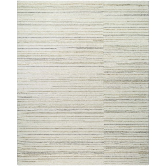 Hauteloom Yuuta Wool Living Room, Bedroom Area Rug - Contemporary - Light Silver, Warm Gray - 2' x 3'