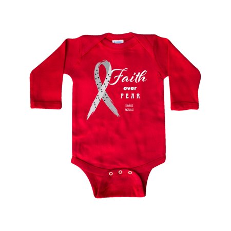 

Inktastic Faith Over Fear Blindness Awareness with Ribbon Gift Baby Boy or Baby Girl Long Sleeve Bodysuit