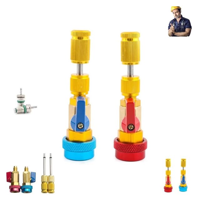 A/C Valve Core Removal Tool, High Low Pressure Quick Repair Tool Kit, System Valves Stem Cores