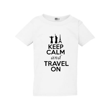 

Keep Calm and Travel On Vacation Funny Toddler Kids T-Shirt Tee