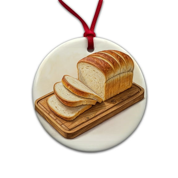 Sliced Bread Best Thing Since Christmas Tree Holiday Round Ceramic Ornament