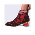 thumbnail image 3 of Frontwalk Womens Ankle Boot Rhinestone Dress Shoes Embroidered Flowers Winter Boots Wedding Fashion Booties Women Chunky Heel Red 9, 3 of 3