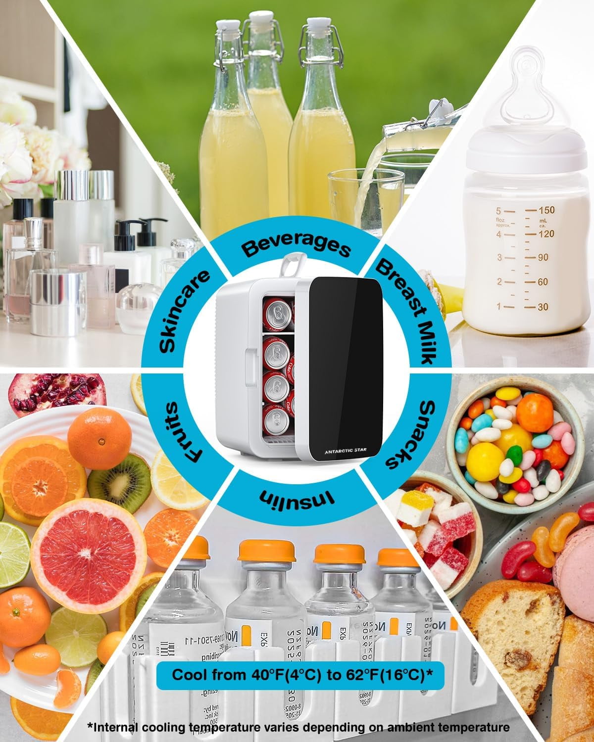 Havato 10L Portable Personal Mini Refrigerator, Compact Mini Fridge, 2.6 Gal  with AC/DC Adapters for Beverage, Makeup, Black