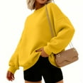 thumbnail image 2 of Xyxonk Womens Sweatshirt Dressy Casual Drop Shoulder Pullover Tops Fall Crew Neck Long Sleeve Street Hoodies with Pocket Solid Color Outfits,Yellow L, 2 of 6