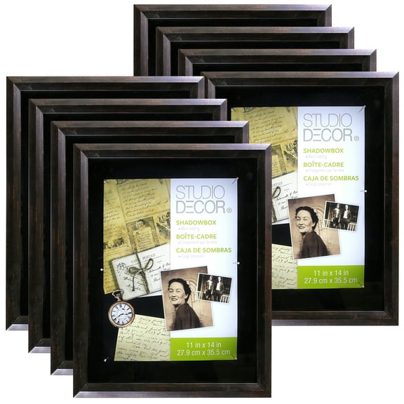 11" x 14" Bronze Shadow Box by Studio Decor - Memory Box Display Case for Keepsakes - Mementos - and Memorabilia - Bulk 8 Pack