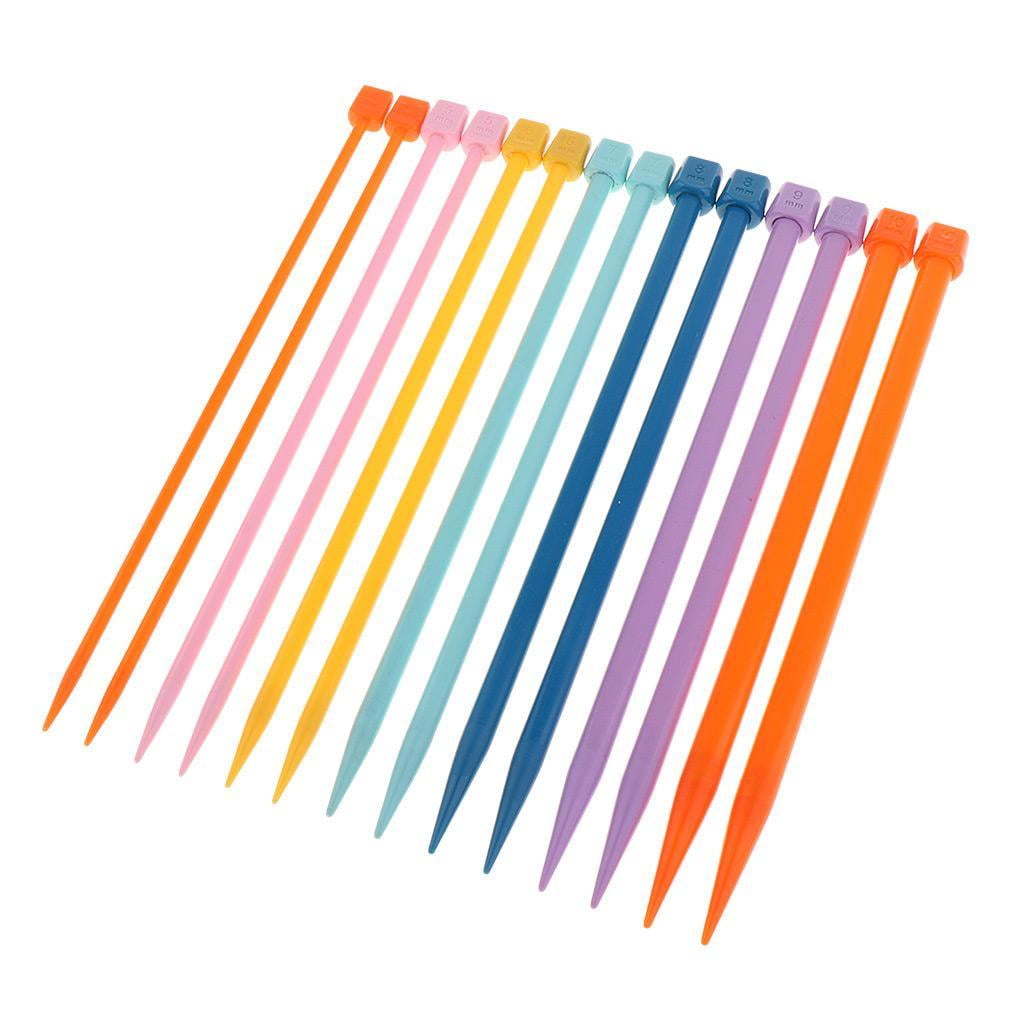 Crochet Hooks Set - 14Pcs Plastic Knitting Needles Assorted Colors ( Size 5mm, 6mm, 7mm, 8mm, 9mm, 10mm) for Arthritic Hands- Plastic- 9.8 inch Long