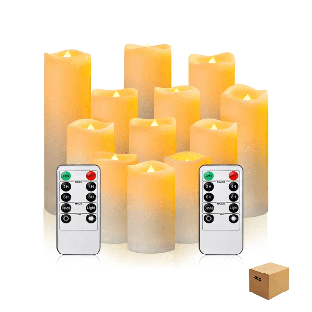 "12 Velas Eléctrica Led Sin Llama Control Remoto Impermeable Lab.G Blanca"