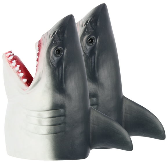 2 Pcs Shark Puppet Puppets Sharks Toys Kids Mittens Parent-child Grey