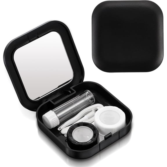 Travel Contact Lens Case Kit, Portable Contact Lens Case with Applicator Tool and Mirror Solution Bottle for Outdoor Use