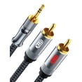 thumbnail image 1 of Cable EMK de 3,5 mm macho a 2 RCA macho chapado en oro, 2 m de largo, 1 of 6