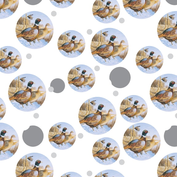 Pheasants in the Snowy Farm Field Premium Gift Wrap Wrapping Paper Roll