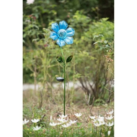 Sunjoy LED Solar Glass Flower Garden Stake