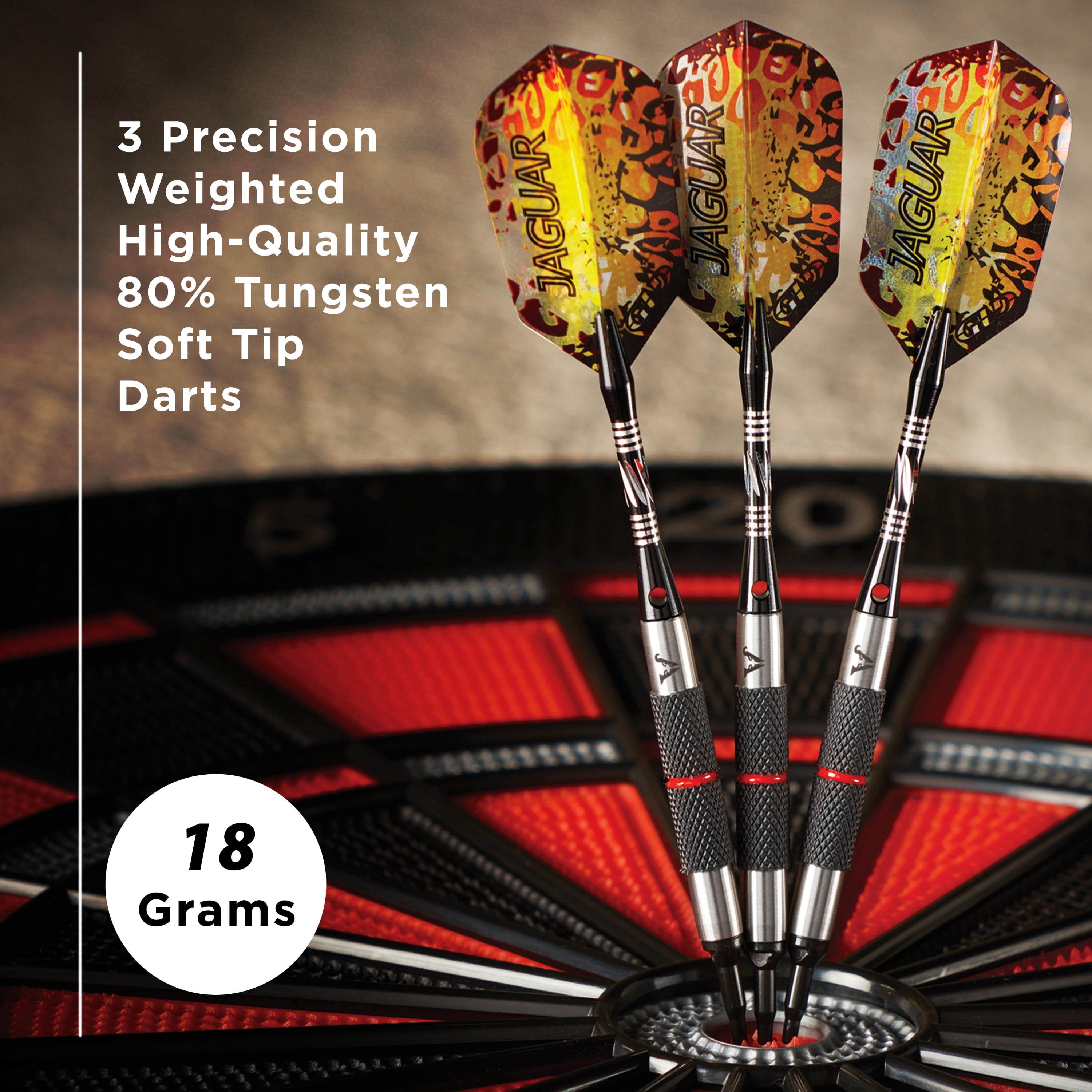 Viper Jaguar 80% Tungsten Soft Tip Dart Set, Silver, 18 Grams