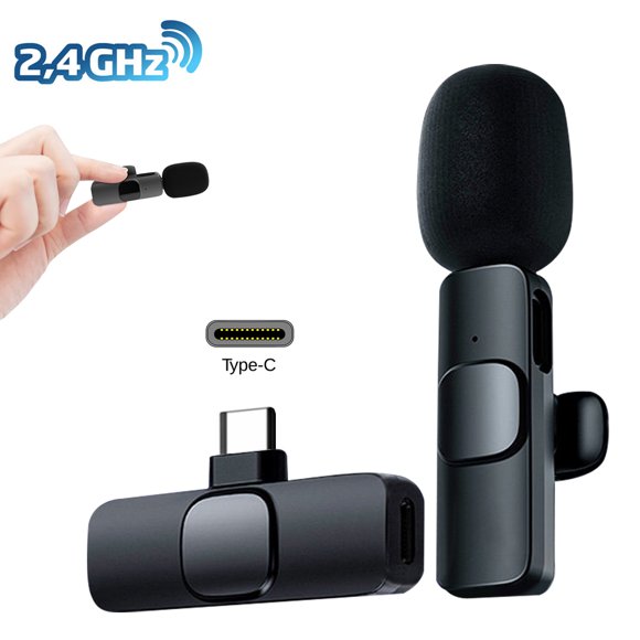 Wireless Lavalier Microphone Audio Recording,USB Type-C Wireless Lapel Microphone for YouTube, FB Live Stream, Video Recording, Auto-syncs Mic for Vloggers, Interview (Plug & Play)