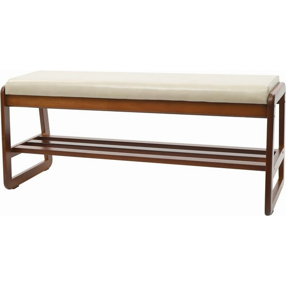 Shoe Bench Entryway Wood Bench with Storage Shelf and Cushioned Seat Modern Shoe Rack Organizer Shoe Changing Stool for Hallway, Living Room