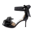 thumbnail image 3 of XYD Women Open Almond Toe Mid Heels Bowknot Ankle Strap Sandals Romantic Lace up Wedding Dressy Shoes Size 15.5 Black, 3 of 4
