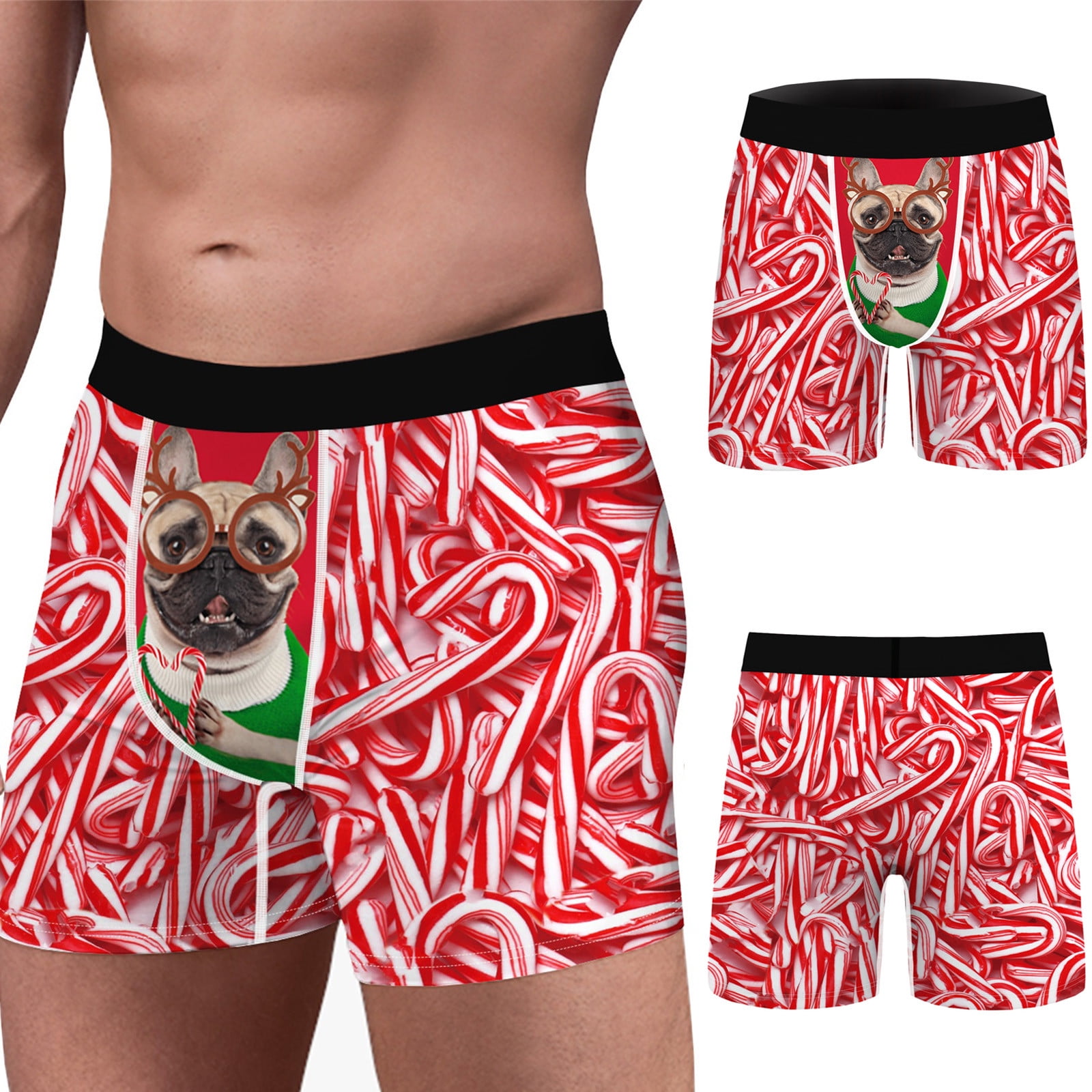 Ruhiku GW Men's Funny Christmas Underwear, Hilarious Xmas Boxer Briefs