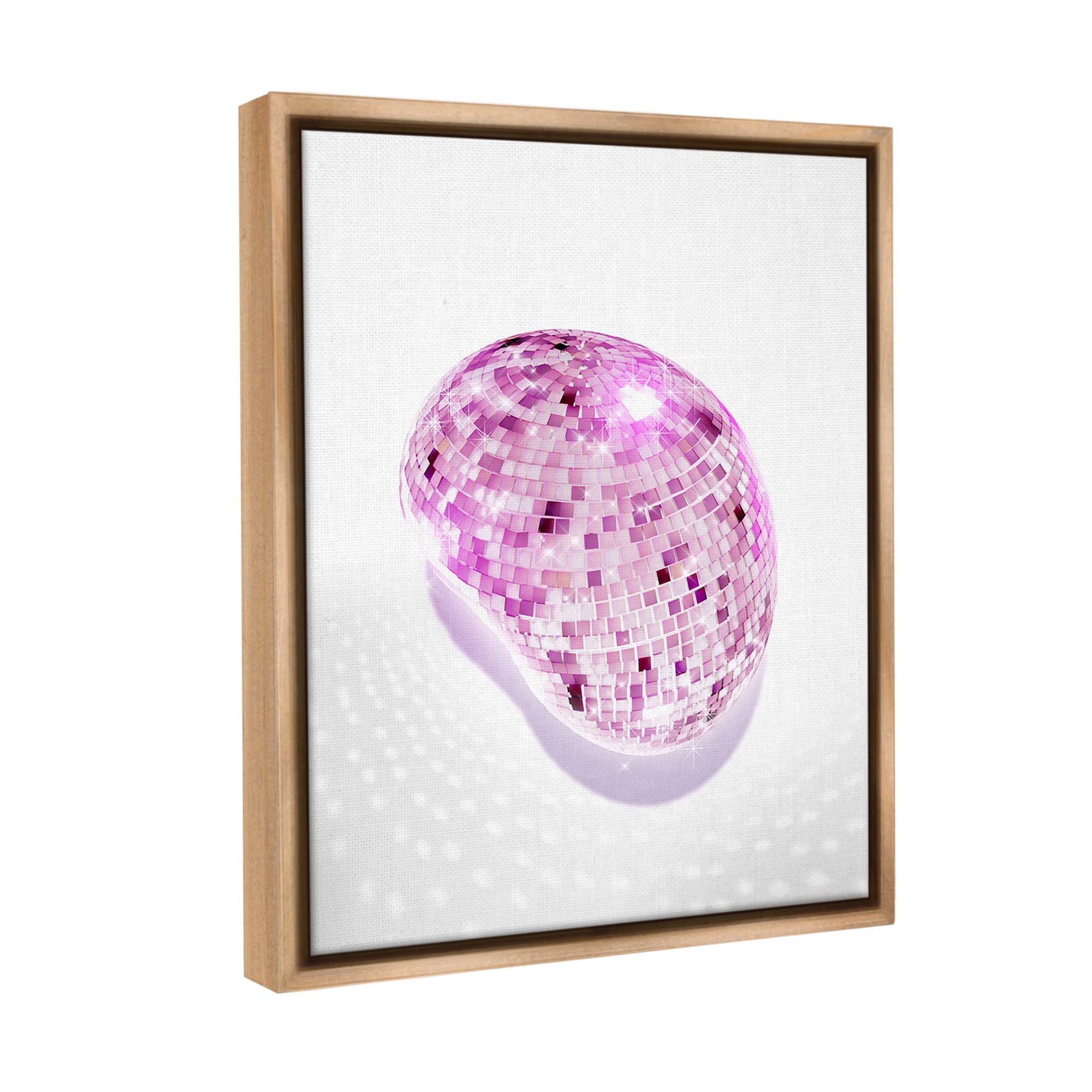 Stupell Industries Modern Disco Ball Shining Abstract Painting Brown Floater Framed Canvas Art Print Wall Art, 17 x 21
