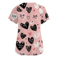 thumbnail image 4 of Valentine Day Nursing Scrubs Womens Short Sleeve Cute V Neck Plus Size Uniforms Love Heart Print Quick Dry Scrubs with Pockets Purple Pink XL, 4 of 5
