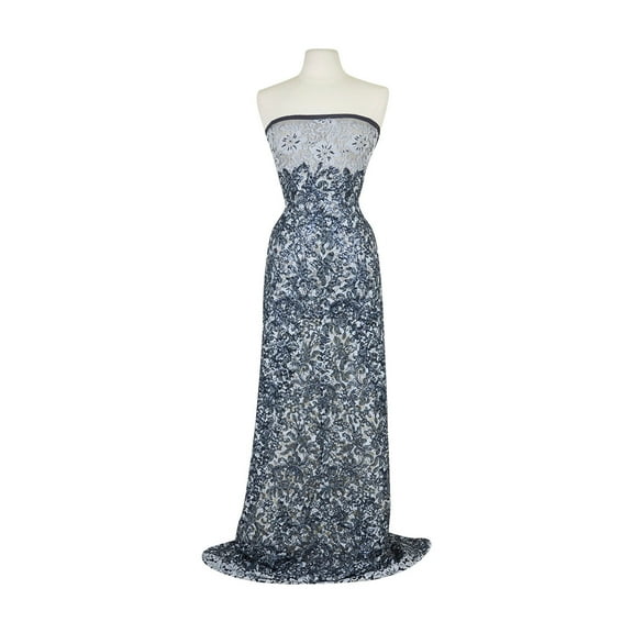 Zelouf Joanna Corded Embroidery Lace Mesh  , Sewing, DIY, Crafts Fabric by the Yard, Charming Navy, 3 Yard