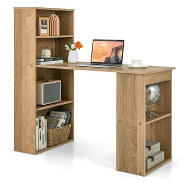 Yardi Yard 48 Inch Computer Desk with 4-Tier Bookcase and CPU Stand-Natural, Computer Desk, Gaming Computer Desks for Study,Working,Writing