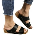 thumbnail image 4 of LOVZFMLL Sandals for Women 2025 Summer Two Straps Slip On Open Toe Comfort Walking Wedge Sandals Casual Outdoor Beach Vacation Shoes Black 6.5, 4 of 7