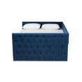 thumbnail image 4 of Bowery Hill Contemporary Velvet Upholstered Full Size Daybed w/ Trundle in Blue, 4 of 6