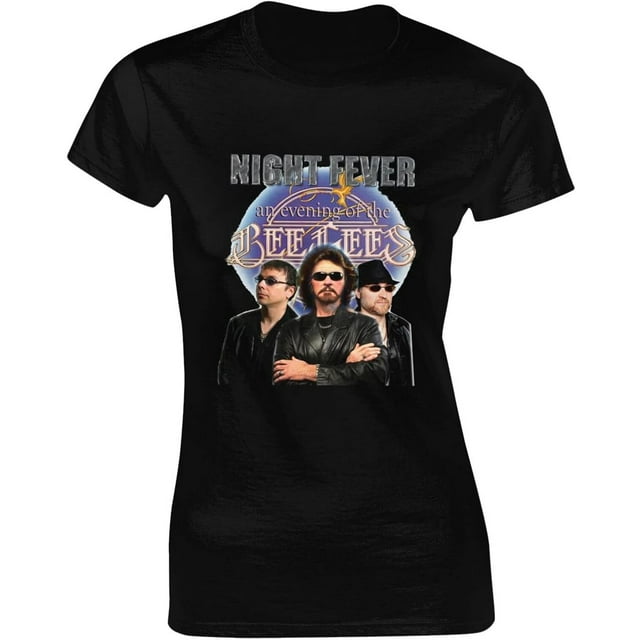 Bee Gees T-Shirt à Manches Courtes pour Femmes en Coton, Col Ras du Cou, Chandails Décontractés à Imprimé, Noir