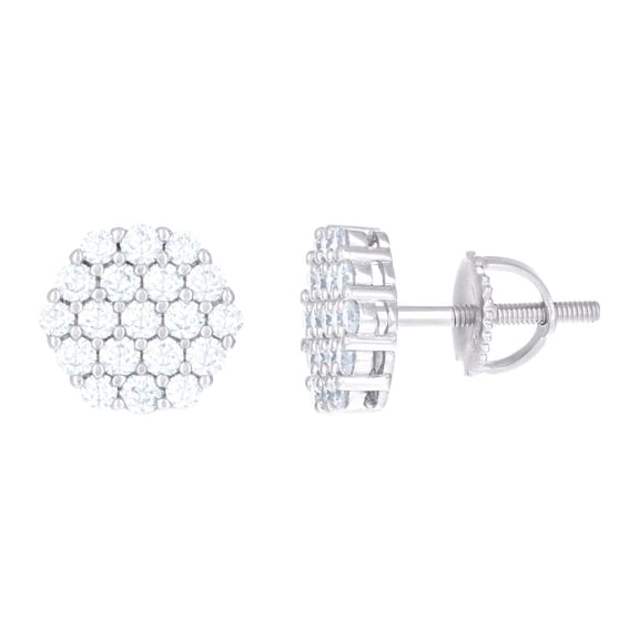 925 Sterling Silver Womens 0.76ct Moissanite Octagon Stud Earrings 9x10mm Wide Stud Earring for Women