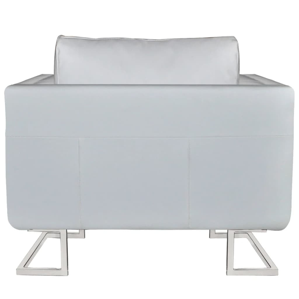 Kepooman Armchair with Wooden Frame for Bedroom, White Kepooman Armchair with Wooden Frame for Bedroom, White