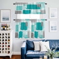 thumbnail image 2 of Turquoise Grey Ombre Kitchen Curtains Sets for Windows 36 Inch Length, Farmhouse Abstract Mottled Art Rod Pocket Window Treatments Tier Curtains and Valances Set for Bedroom/Bathroom, 2 of 8
