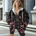 thumbnail image 3 of SCRAWLGOD Cherry Blossom Hoodies for Women Zip Up Lightweight Jacket Long Sleeve Women Oversized Sweatshirt Elastic Zip Hoodies for Women Trendy Size XL, 3 of 7
