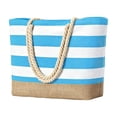 thumbnail image 3 of LEFXSMR Beach Bags for Women, Beach Bags Waterproof Sandproof with Striped Design, Portable Washable Tote Bag for Swim Pool & Outdoor Use, Sky Blue, 3 of 7