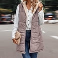 thumbnail image 4 of Baberdicy Puffer Vest Womens 2023 Fall Reversible Vests Sleeveless Womens Winter Coats Zip up Hoodie Pockets Long Warm Winter Coat Outerwear Sweater Vest Khaki, 4 of 9