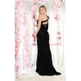 thumbnail image 6 of Royal Queen RQ7970 Juniors Womens One Long Sleeve Sequined Prom Dress With High Slit, 6 of 10