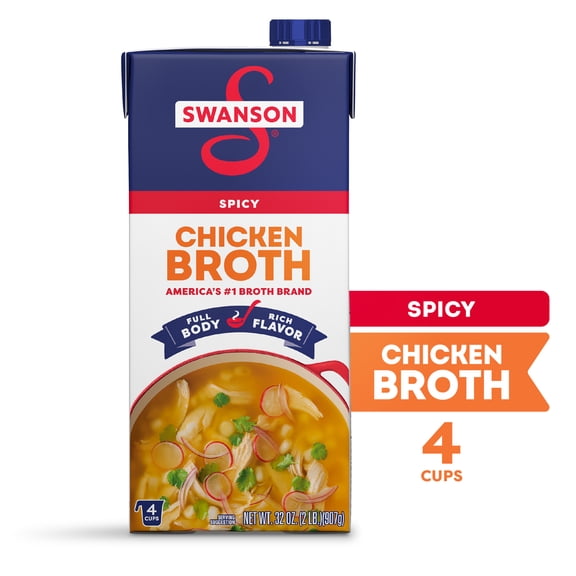 Swanson Spicy Chicken Broth, 32 oz Carton