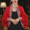 thumbnail image 3 of Womens Shawls, Duoif Versatile Rainbow Knit Cardigan Sweater Shawl Wraps for Women Red, 3 of 3