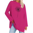 thumbnail image 2 of Jinhomg Dandelion Graphic Sweatshirt for Women Casual Loose Long Sleeve Pullover Tops Oversized Comfy Crew Neck Tees Summer Saving Hot Pink S, 2 of 4
