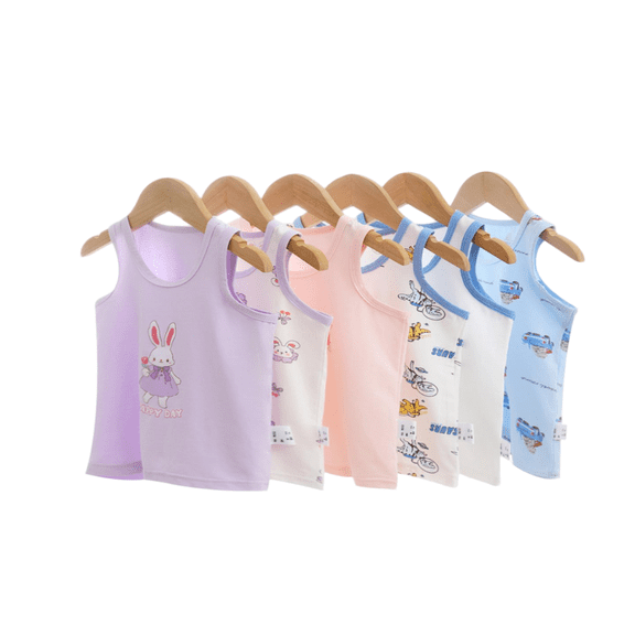 LYMAYTER 2-14Y Toddler Baby Boys Soft Cotton Sleeveless Tank Top Cute Cartoon Summer Casual Undershirts